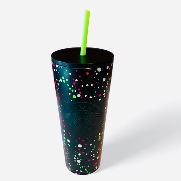 Starbucks Other - Starbucks Holiday 2021 Tumbler Green Paint Splatter 24 Oz Stainless Steel NEW